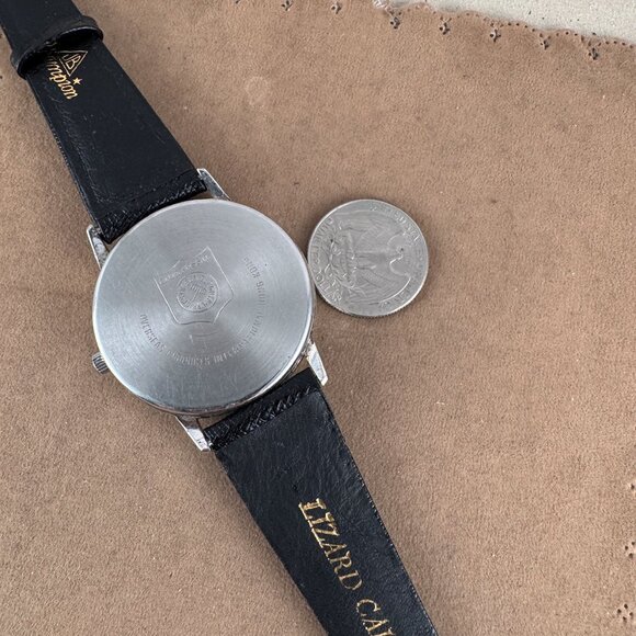 Vintage Fossil Club Collection Moon Phase Watch Silver Tone Bezel Black Strap - Picture 7 of 8